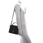 Smooth Calfskin Medium Classic Monogram Cassandra Top Handle Black