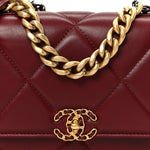 Lambskin Quilted Chanel 19 Wallet On Chain WOC Burgundy