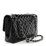 Patent Quilted Secret Label Medium Flap Black