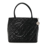 Caviar Quilted Medallion Tote Black