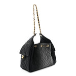 Washed Denim Quilted Small Chanel 25 Handbag Black