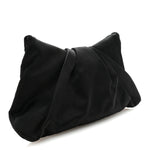 Satin Quilted Half Moon Clutch  Black