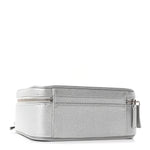 Metallic Caviar Quilted Large CC Filigree Vanity Case Silver