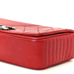Glazed Calfskin Quilted Small Coco Boy Flap Red