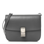 Box Calfskin Medium Classic Box Flap Bag Zinc