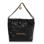 Shiny Calfskin Quilted Small Chanel 22 Black