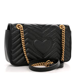 Calfskin Matelasse Small GG Marmont Shoulder Bag Black