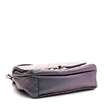 Iridescent Goatskin Quilted Small Double Carry Waist Chain Flap Purple