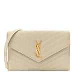 Grain De Poudre Matelasse Chevron Monogram Envelope Chain Wallet Crema Soft