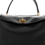 Natural Smooth Calfskin Mini Rodeo Top Handle Handbag Black