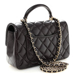 Lambskin Quilted Mini Top Handle Rectangular Flap Dark Purple