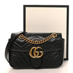 Calfskin Matelasse Mini GG Marmont Shoulder Bag Black