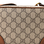 GG Supreme Monogram Textured Calfskin Emblem Mini Crossbody Beige Dark Brown
