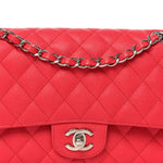 Caviar Quilted Medium Double Flap Dark Pink