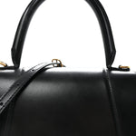 Shiny Box Calfskin Small Hourglass Top Handle Bag Black