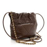 Shiny Calfskin Quilted Mini Chanel 22 Brown