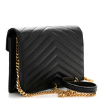 Grain De Poudre Matelasse Chevron Monogram Envelope Chain Wallet Black