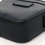 GG Supreme Monogram Appia Calfskin Web Small Camera Messenger Bag Black Grey