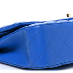 Lambskin Quilted Medium Double Flap Blue