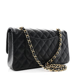 Caviar Quilted Medium Double Flap Black