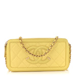 Caviar Quilted CC Filigree Clutch With Chain Yellow