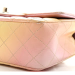 Lambskin Quilted Tie Dye Ombre Mini Rectangular Flap Yellow Multicolor