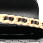 Patent Calfskin Quilted Chain Hoop Bag Black