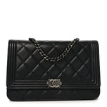 Lambskin Quilted Boy Wallet On Chain WOC Black