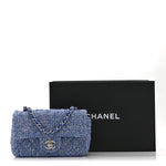 Tweed Quilted Mini Rectangular Flap Blue White