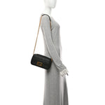 Nappa Small FF Embossed Mid Chain Baguette Black