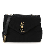 Fabric Y Quilted Monogram Small Loulou Chain Satchel Black