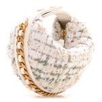 Wool Tweed Quilted Chain Around Mini Pouch Ecru Khaki Gold Red