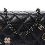 Aged Calfskin Quilted Lucky Charms 2.55 Reissue Wallet On Chain WOC Black