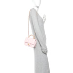 Shiny Lambskin Quilted Mini Twisted Links Top Handle Flap Light Pink