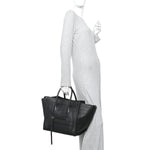 Crocodile Embossed Calfskin Medium Phantom Luggage Black