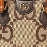Monogram Jumbo GG Textured Dollar Calfskin Small Diana Tote Bag Camel Ebony New Acero