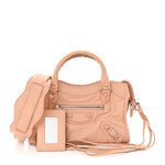 Matte Goatskin Rubber Covered Classic Hardware Mini City Rose Poudre