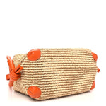 Raffia Calfskin Small Loop Top Handle Natural Burned Orange