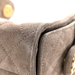 Suede Quilted Mini Chanel 25 Handbag Dark Grey