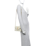 Grain De Poudre Matelasse Chevron Monogram Envelope Chain Wallet Crema Soft