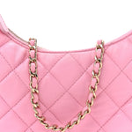 Lambskin Quilted Small Hobo Bag Pink