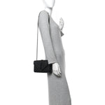Grain De Poudre Textured Mixed Matelasse Triquilt Small Monogram Monochrome Satchel Black