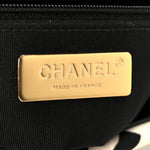 Fabric Printed Large Chanel 19 Flap Black Ecru