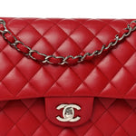 Lambskin Quilted Medium Double Flap Red