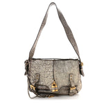 Metallic Pebbled Lambskin Paddington Satchel Grey