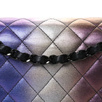 Metallic Calfskin Quilted Ombre Medium Double Flap Black