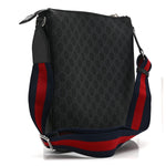 GG Supreme Monogram Web Small Flat Messenger Bag Black Grey