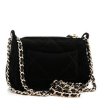Velvet Effect Nylon Shiny Crumpled Calfskin Mini Quilted Chanel 25 Clutch With Chain Black