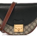 GG Supreme Monogram Calfskin Small Padlock Messenger Shoulder Bag Beige Black Cuir