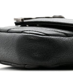Sheepskin Matelasse Chevron Monogram Mini College Bag Black